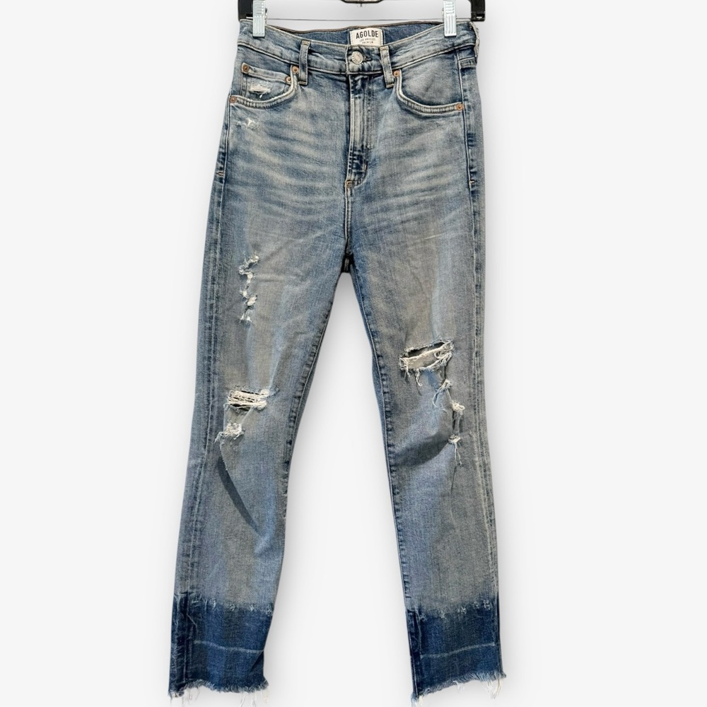 Agolde Ruby Super High Rise Premium Slim Straight Jeans Outsider Size 26 Blue